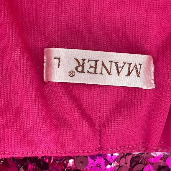Manor Sequin Ombre Pink Red Bodycon Mini Skirt Stretch Party Size Large - Picture 8 of 12